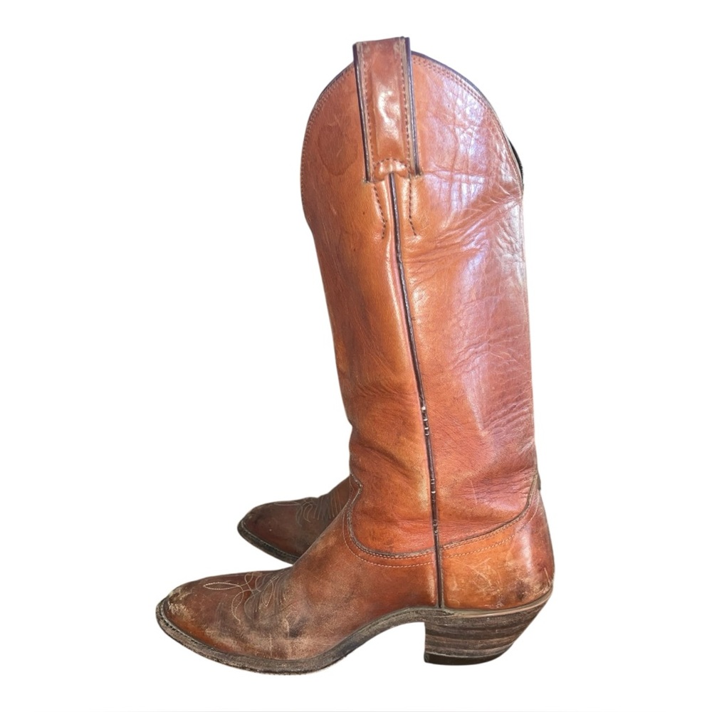 Justin Boots Mens Sz 8 Brown Leather Western Cowboy Camel Almond L 4247 USA Wide